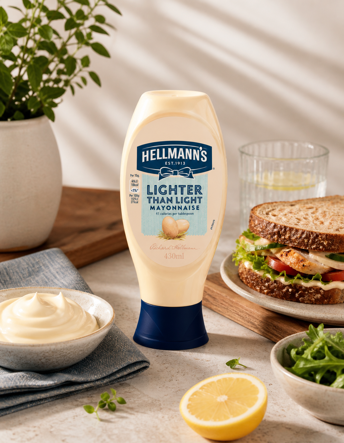 Hellmann's Lighter Than Light Mayonnaise 430ml - Nosh Products