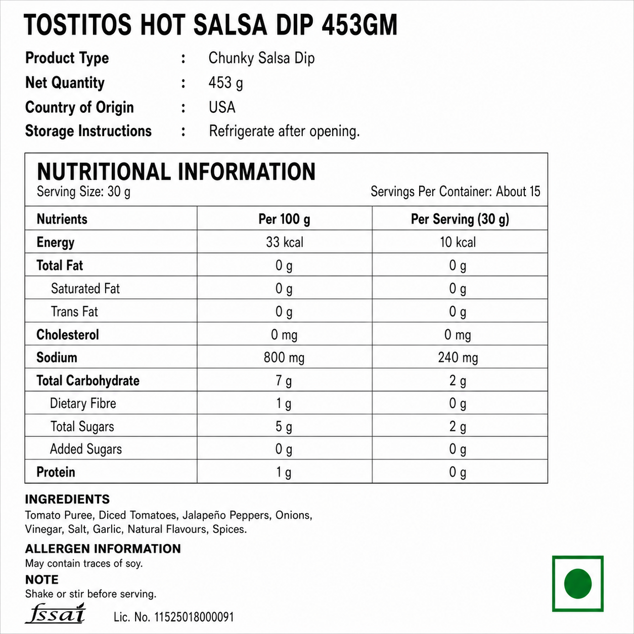 Tostitos Mild Salsa Dip 453gm - Nosh Products