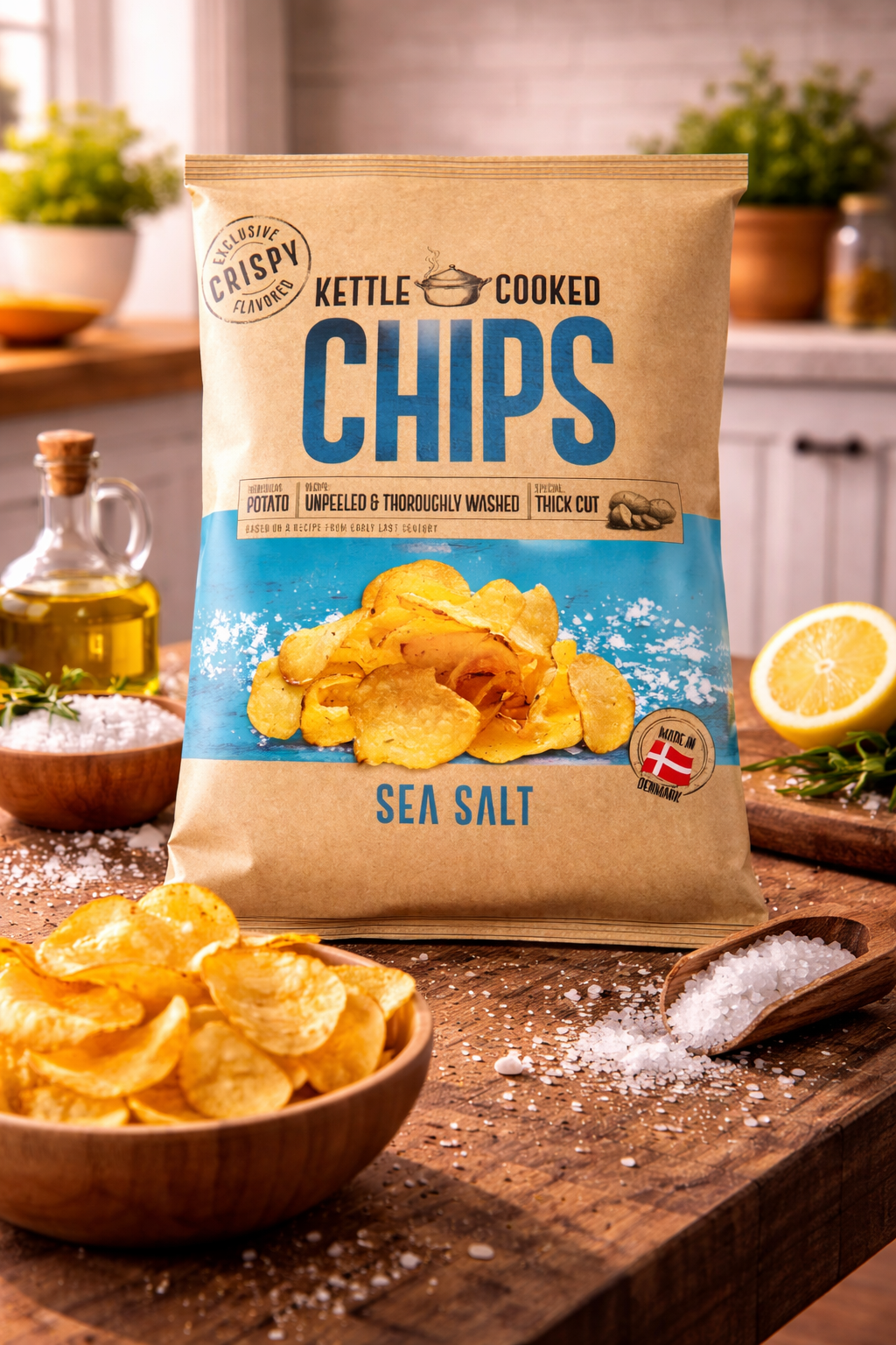 Kettle Cooked Chips Sea Salt 150gm - Nosh Products