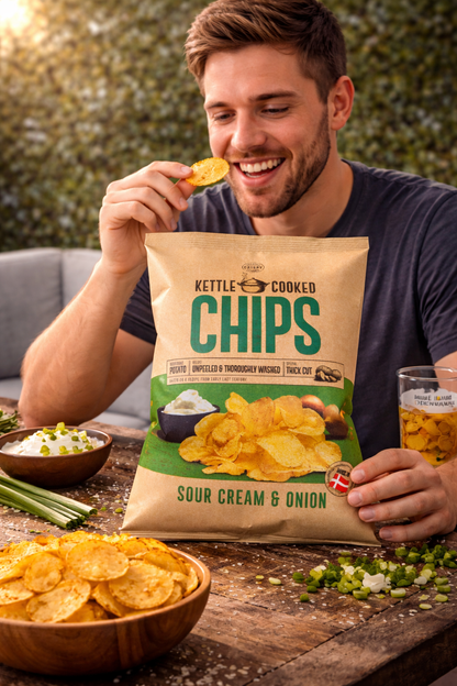 Kettle Cooked Chips Sour Cream And Onion 150gm - Nosh Products