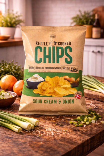 Kettle Cooked Chips Sour Cream And Onion 150gm - Nosh Products