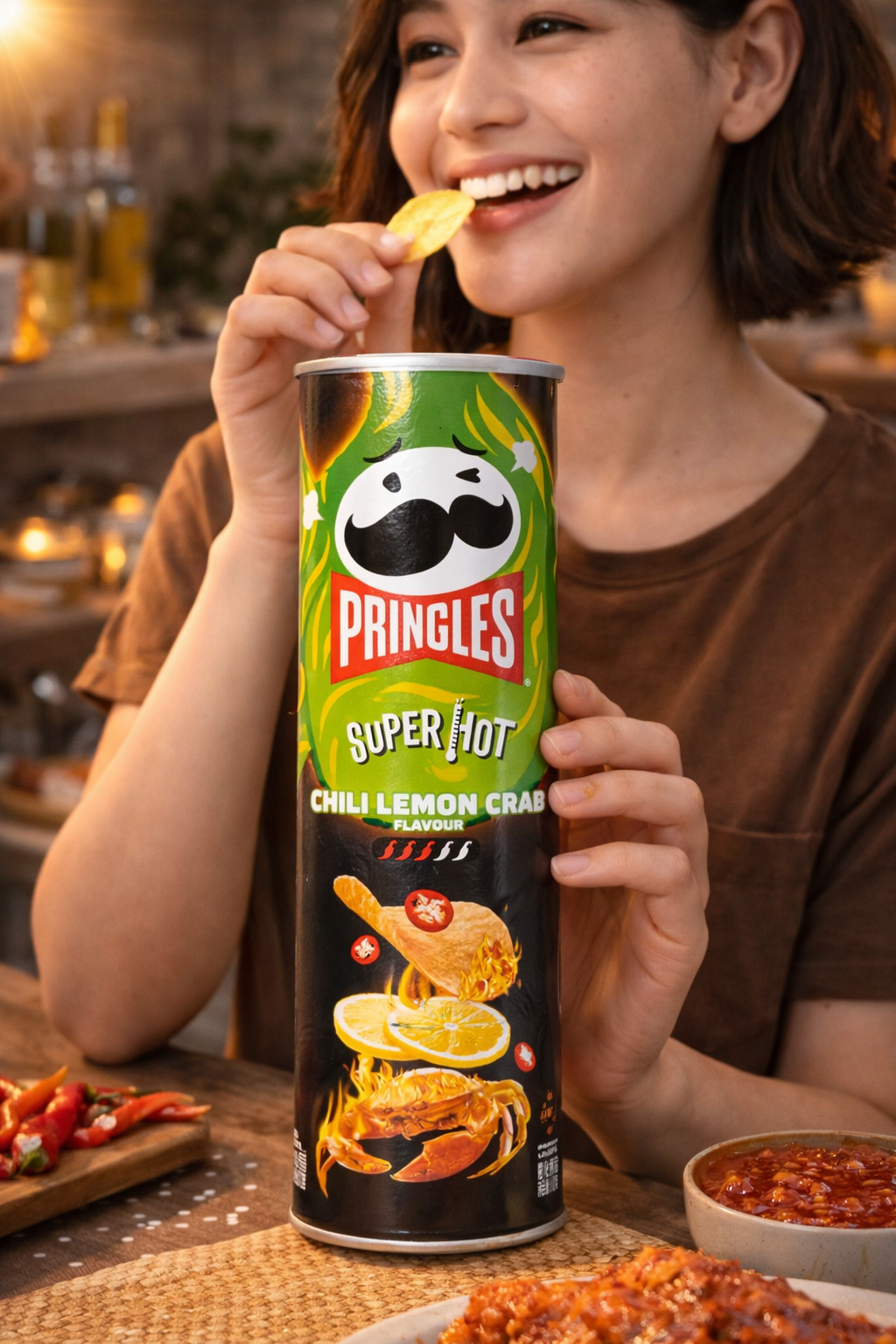 Pringles Super Hot Chilli Lemon Crab Chips 110gm - Nosh Products