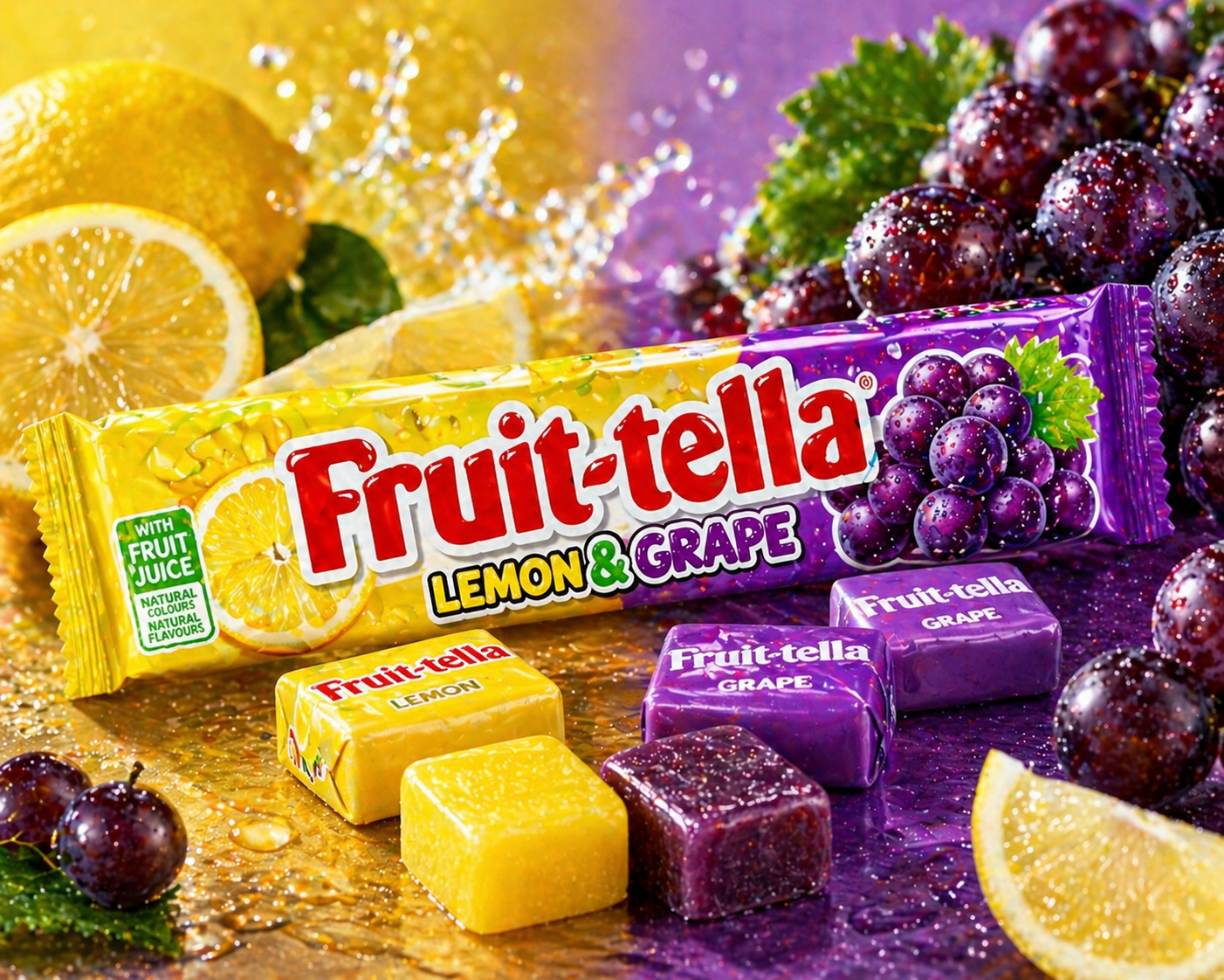 Fruitella Fruit Chews Lemon And Grape Candy 45gm