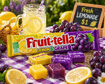 Fruitella Fruit Chews Lemon And Grape Candy 45gm
