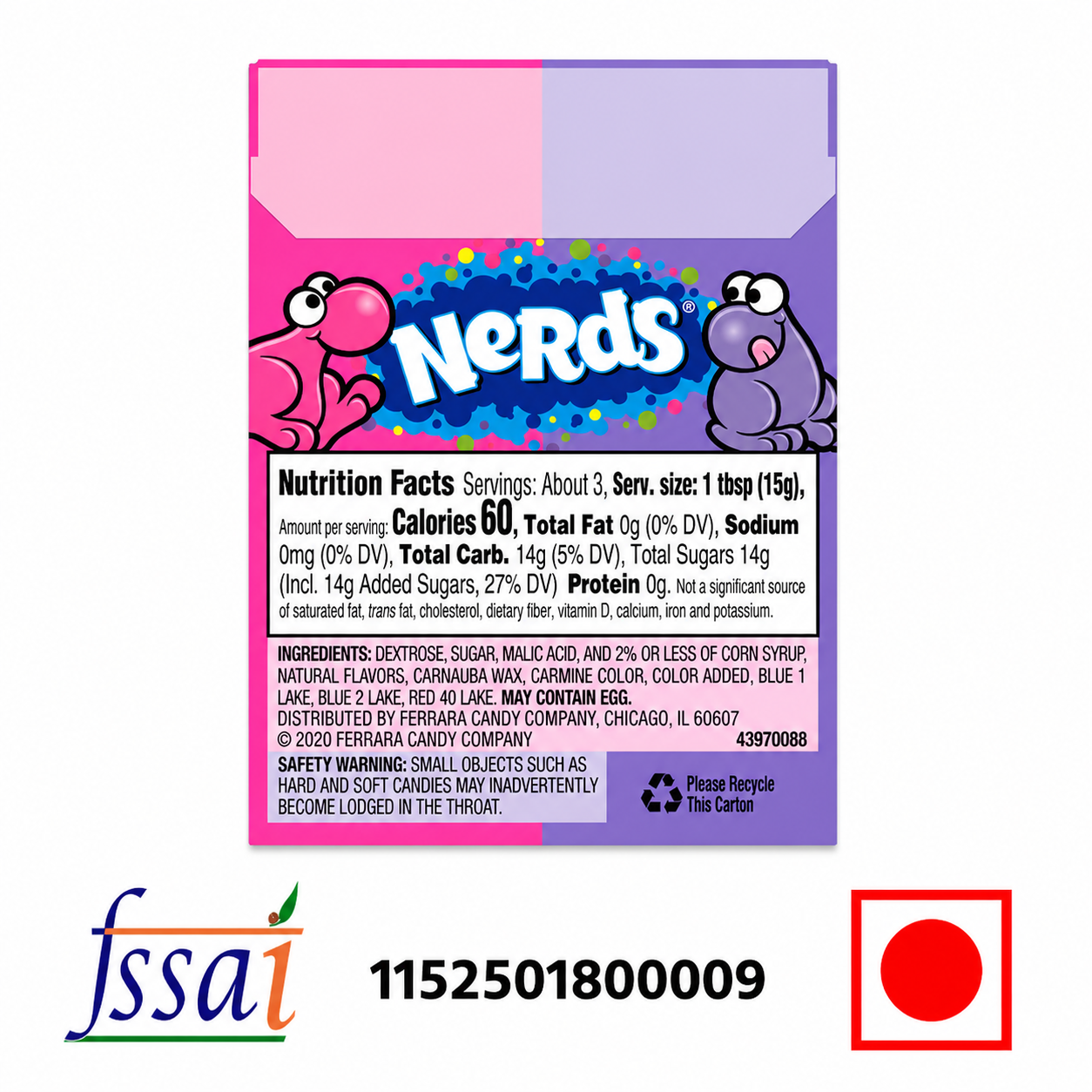 Wonka Nerds Strawberry And Grape Candy 47gm