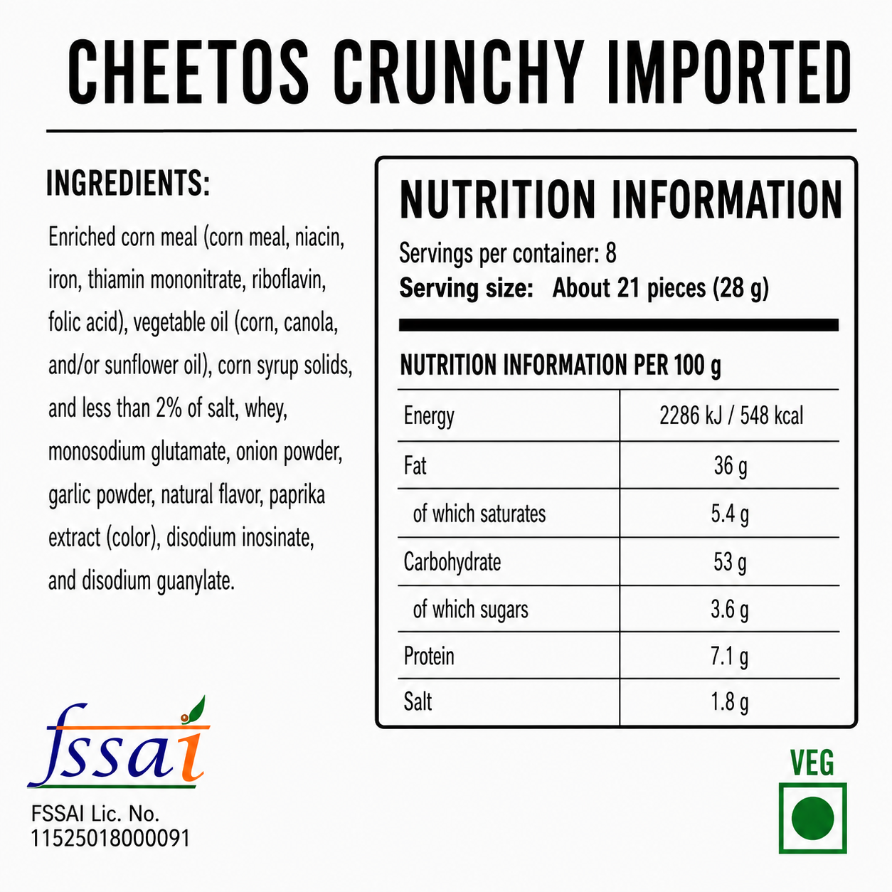 Cheetos Crunchy 226.6gm Imported From USA - Nosh Products