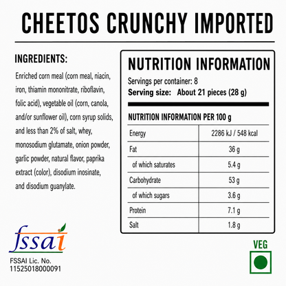 Cheetos Crunchy 226.6gm Imported From USA - Nosh Products