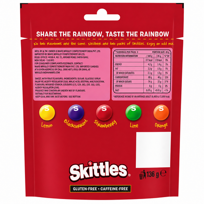 Skittles Fruits Candy 136gm Imported From UK - Nosh Products