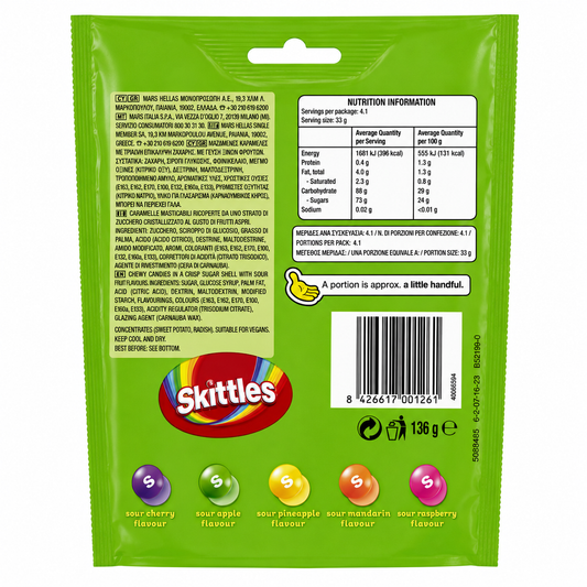 Skittles Crazy Sours Candy 136gm Imported From UK - Nosh Products
