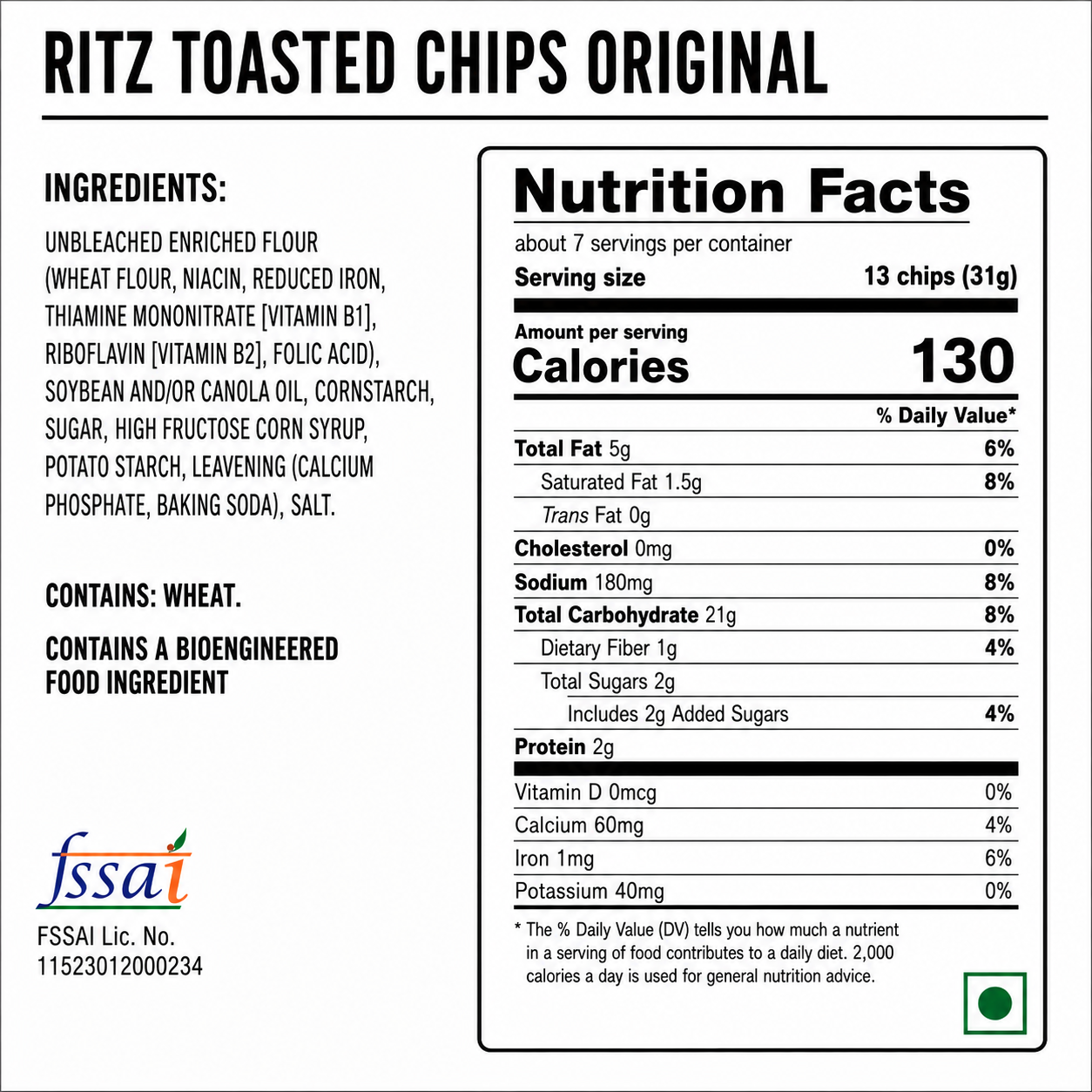 Ritz Toasted Chips Original 229gm Imported From USA - Nosh Products