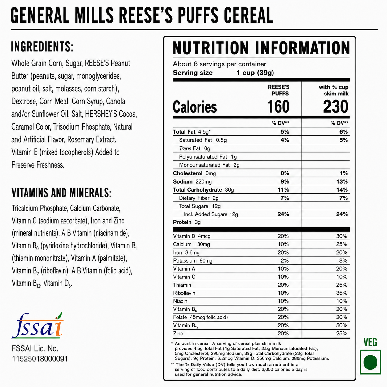 General Mills Reese's Puffs Cereal 368gm Imported From USA - Nosh Products