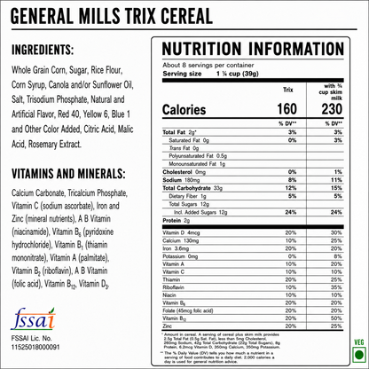 General Mills Trix Cereal 303gm Imported From USA - Nosh Products