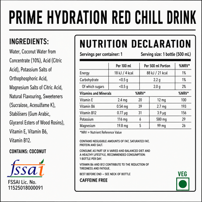 Prime Hydration Red Chill Drink 500ml Imported From USA