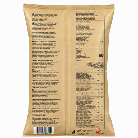 Kettle Cooked Chips Sea Salt And Black Pepper 150gm Imported From Denmark