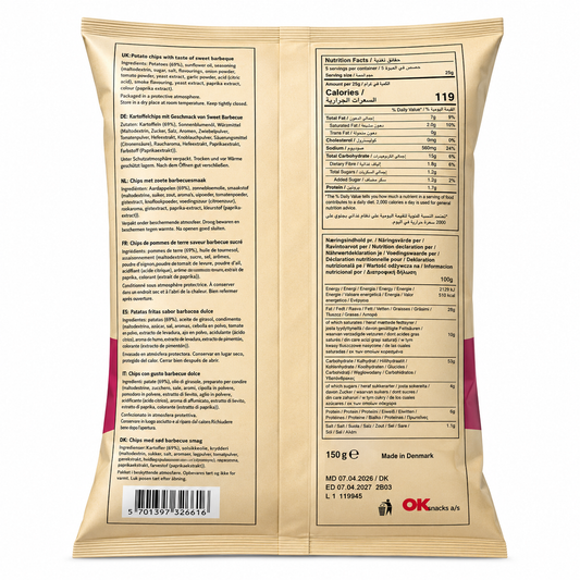 Kettle Cooked Chips Sweet BBQ 150gm Imported From Denmark