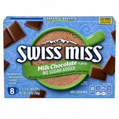Swiss Miss Hot Chocolate No Sugar Added 165gm  Imported From USA - Nosh Products
