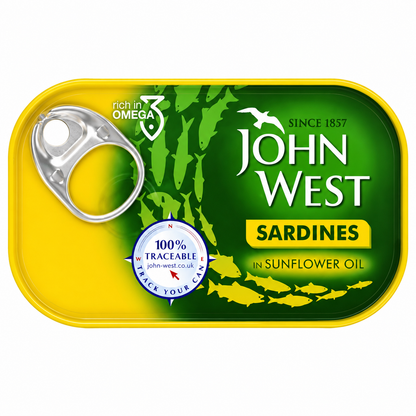 John West Sardine In Sunflower Oil 120gm Imported From UK - Nosh Products