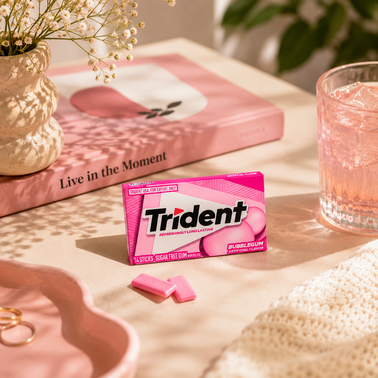 Trident Bubblegum Chewing Gum Imported From USA