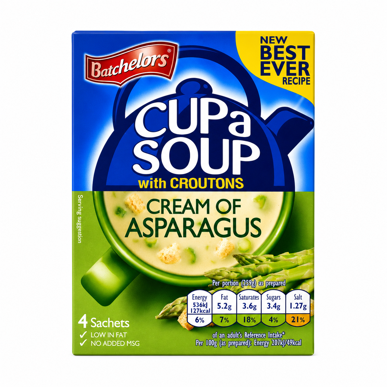 Batchelor's Cup-A-Soup Asparagus With Croutons (4 Cups)Imported From UK - Nosh Products