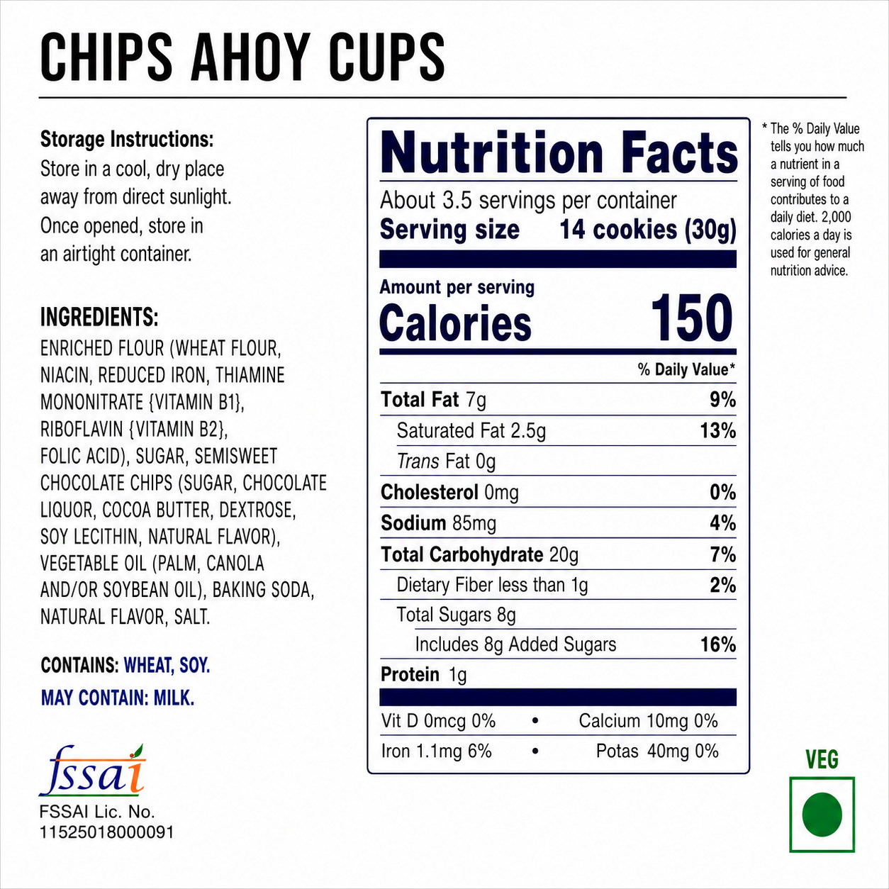 Chips Ahoy Chocolate Chip Cookies Mini Cup 99gm Imported From USA - Nosh Products