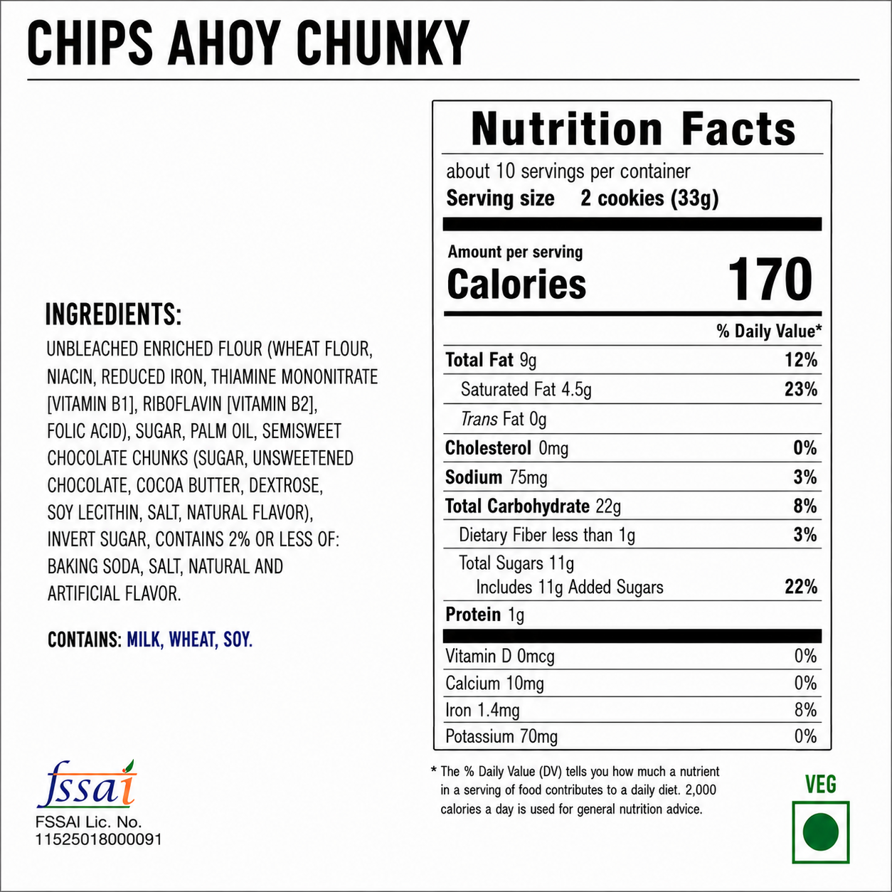 Chips Ahoy Chunky White Fudge Cookies 333gm Imported From USA - Nosh Products