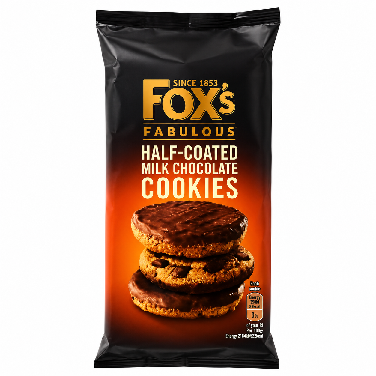 Fox Half Baked Chocolate Chip Cookies 180gm Imported From UK - Nosh Products