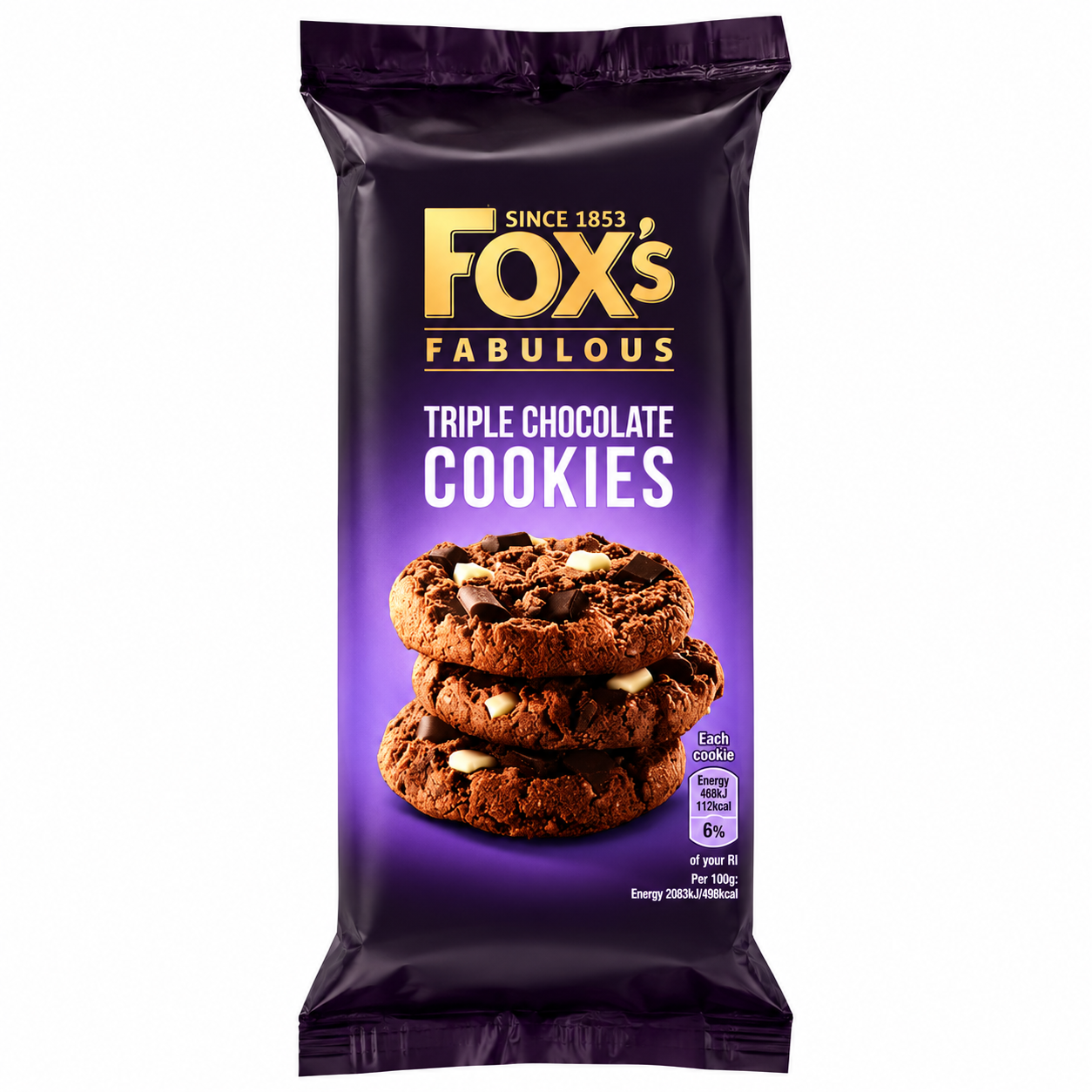 Fox Triple Chocolate Chip Cookies 180gm Imported From UK - Nosh Products