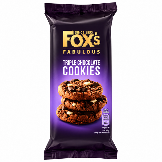 Fox Triple Chocolate Chip Cookies 180gm Imported From UK - Nosh Products