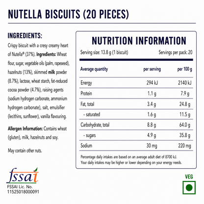 Nutella Biscuits 276gm  Imported From USA/Europe - Nosh Products