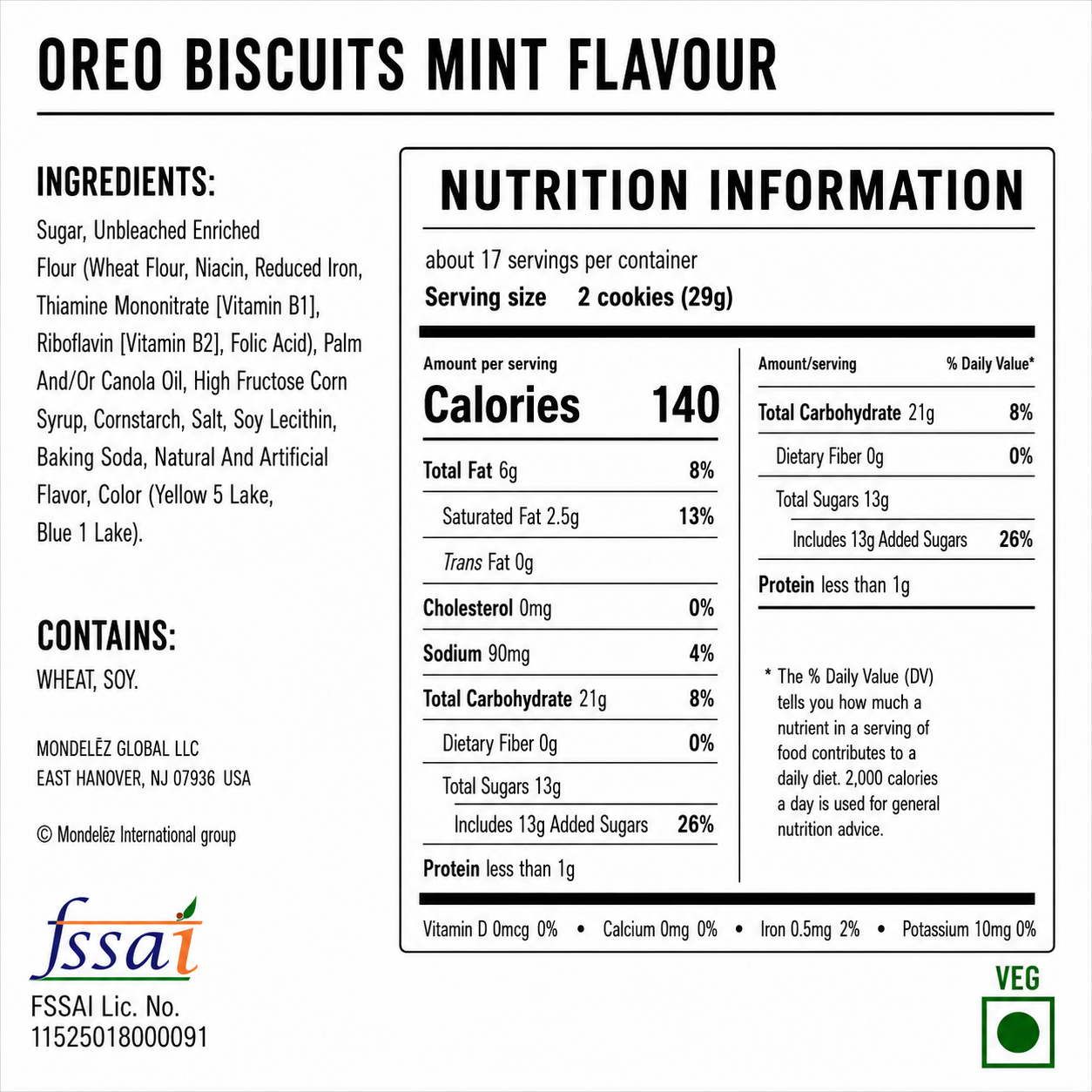 Oreo Biscuits Mint Flavour 482gm Imported From USA - Nosh Products