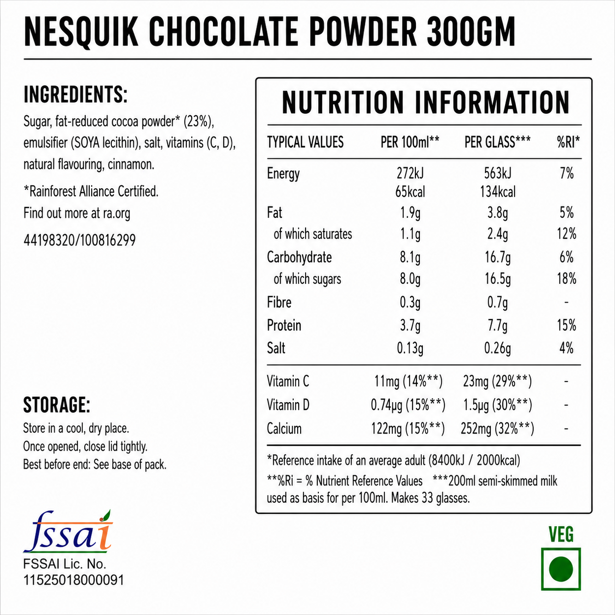 Nesquik Chocolate Powder 300gm Imported From UK - Nosh Products