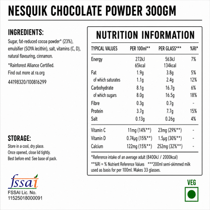 Nesquik Chocolate Powder 300gm Imported From UK - Nosh Products