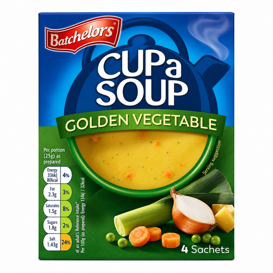 Batchelor's Cup-A-Soup Golden Vegetable (4 Cups) Imported From UK - Nosh Products