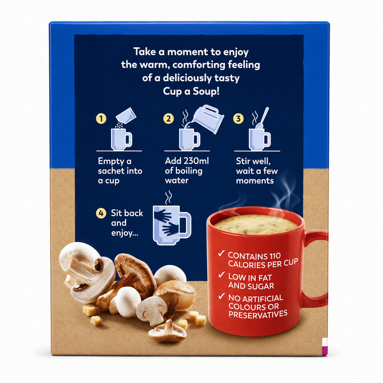Batchelor's Cup-A-Soup Cream Of Mushroom With Croutons (4 Cups) Imported From UK - Nosh Products