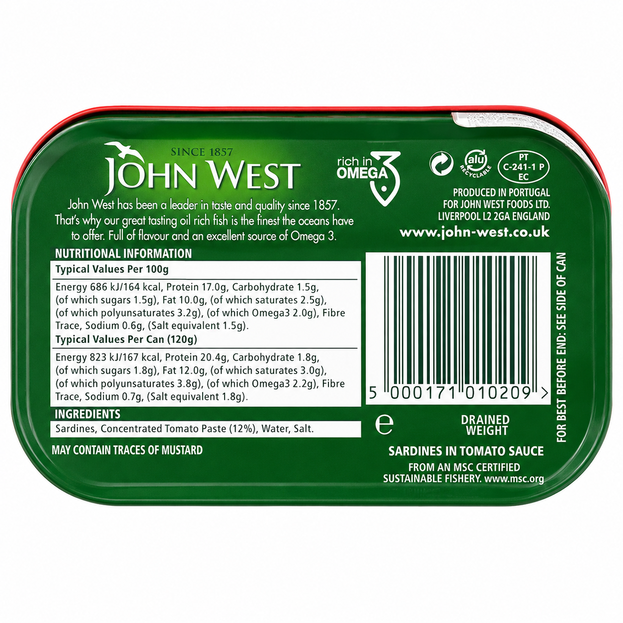 John West Sardine In Tomato 120gm Imported From UK - Nosh Products