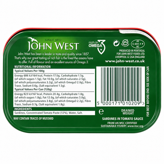 John West Sardine In Tomato 120gm Imported From UK - Nosh Products