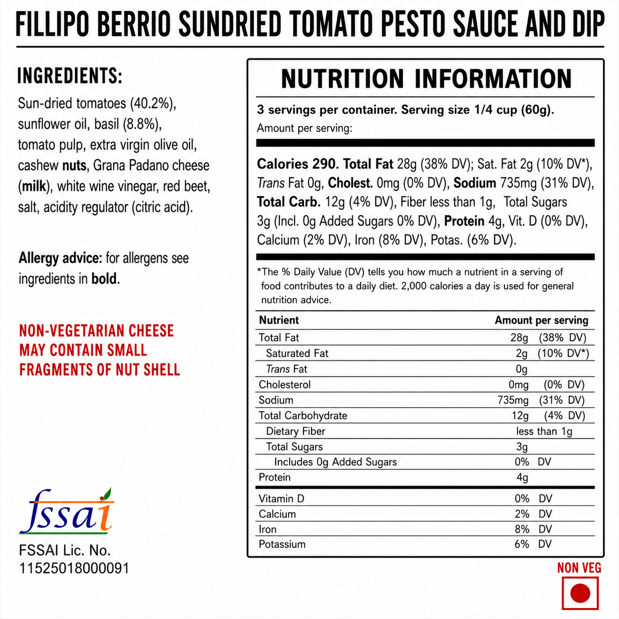 Fillipo Berrio Sundried Tomato Pesto Sauce And Dip 190gm Imported From Italy - Nosh Products