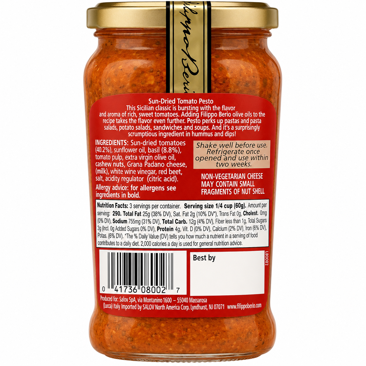 Fillipo Berrio Sundried Tomato Pesto Sauce And Dip 190gm Imported From Italy - Nosh Products