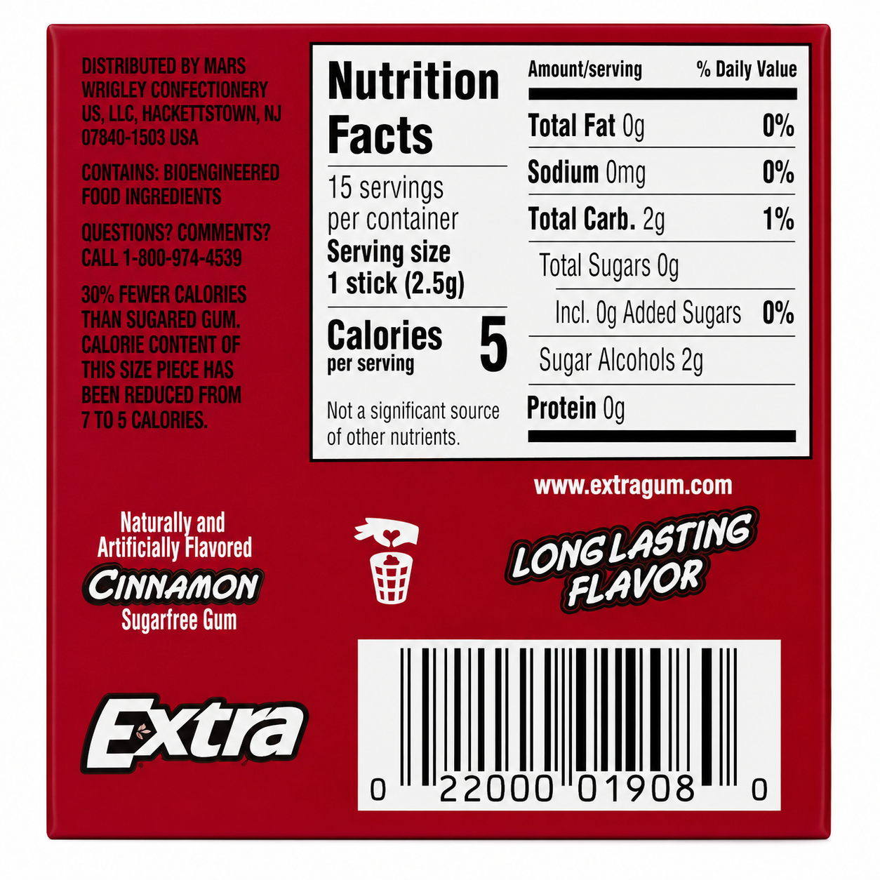 Extra Gum Cinnamon Chewing Imported From USA - Nosh Products