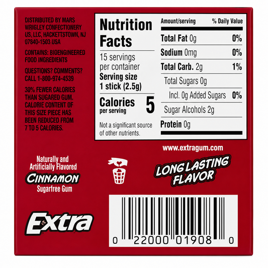 Extra Gum Cinnamon Chewing Imported From USA - Nosh Products