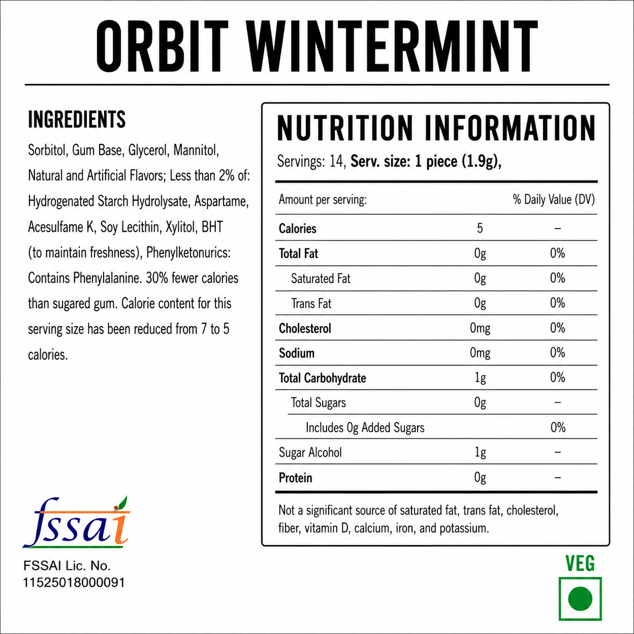 Orbit Winter Mint Chewing Gum Imported From USA/UK - Nosh Products