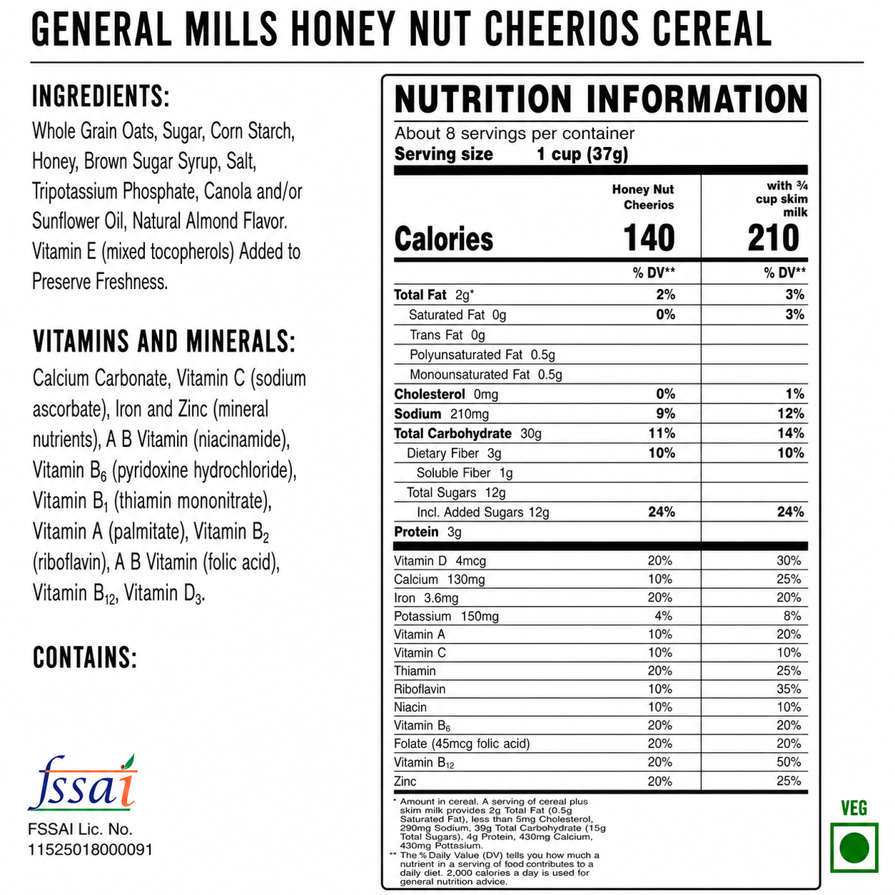 General Mills Honey Nut Cheerios Cereal 306gm Imported From USA - Nosh Products