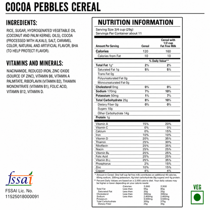 Post Cocoa Pebbles Cereal 311gm Imported From USA - Nosh Products