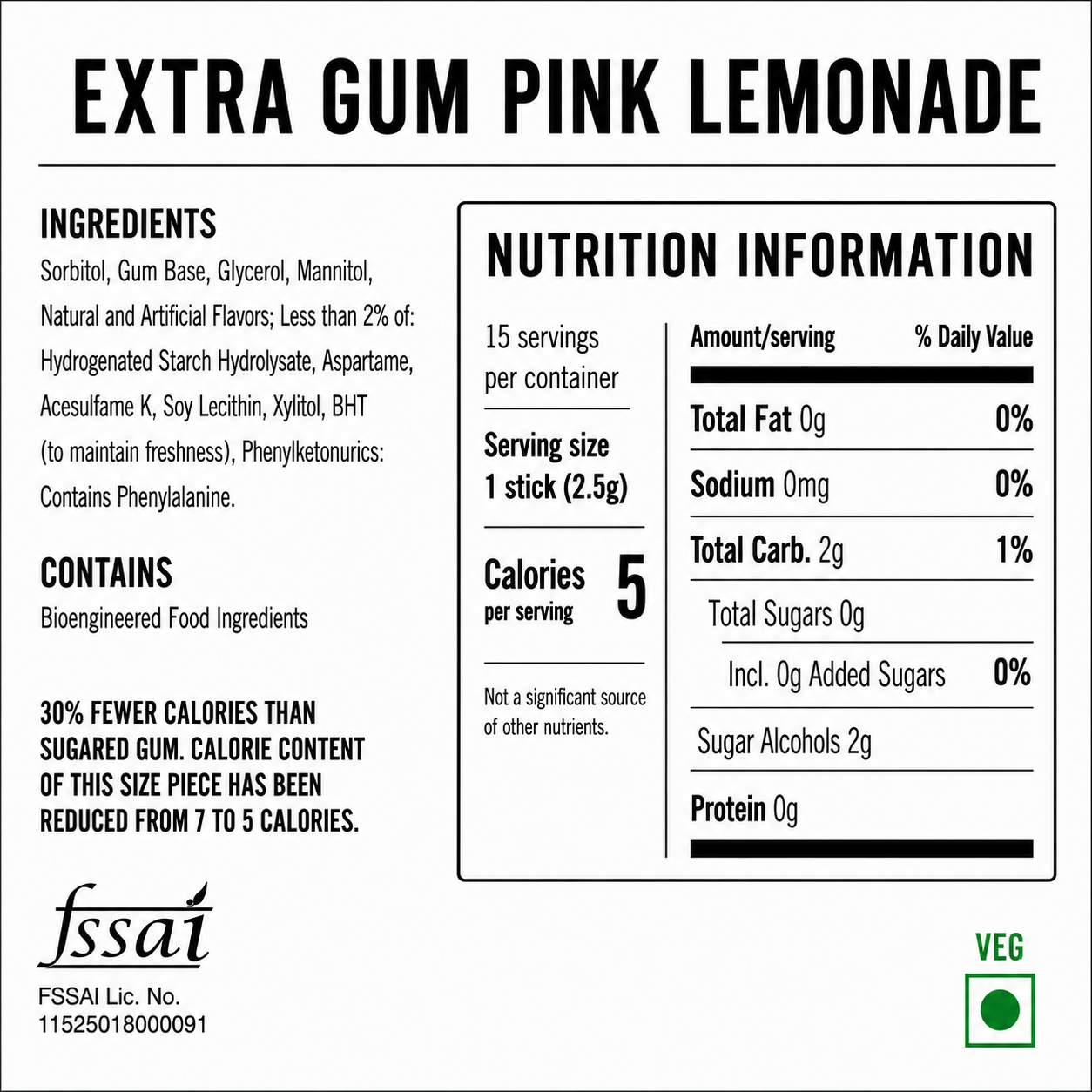 Extra Gum Pink Lemonade Chewing Gum Imported From USA - Nosh Products