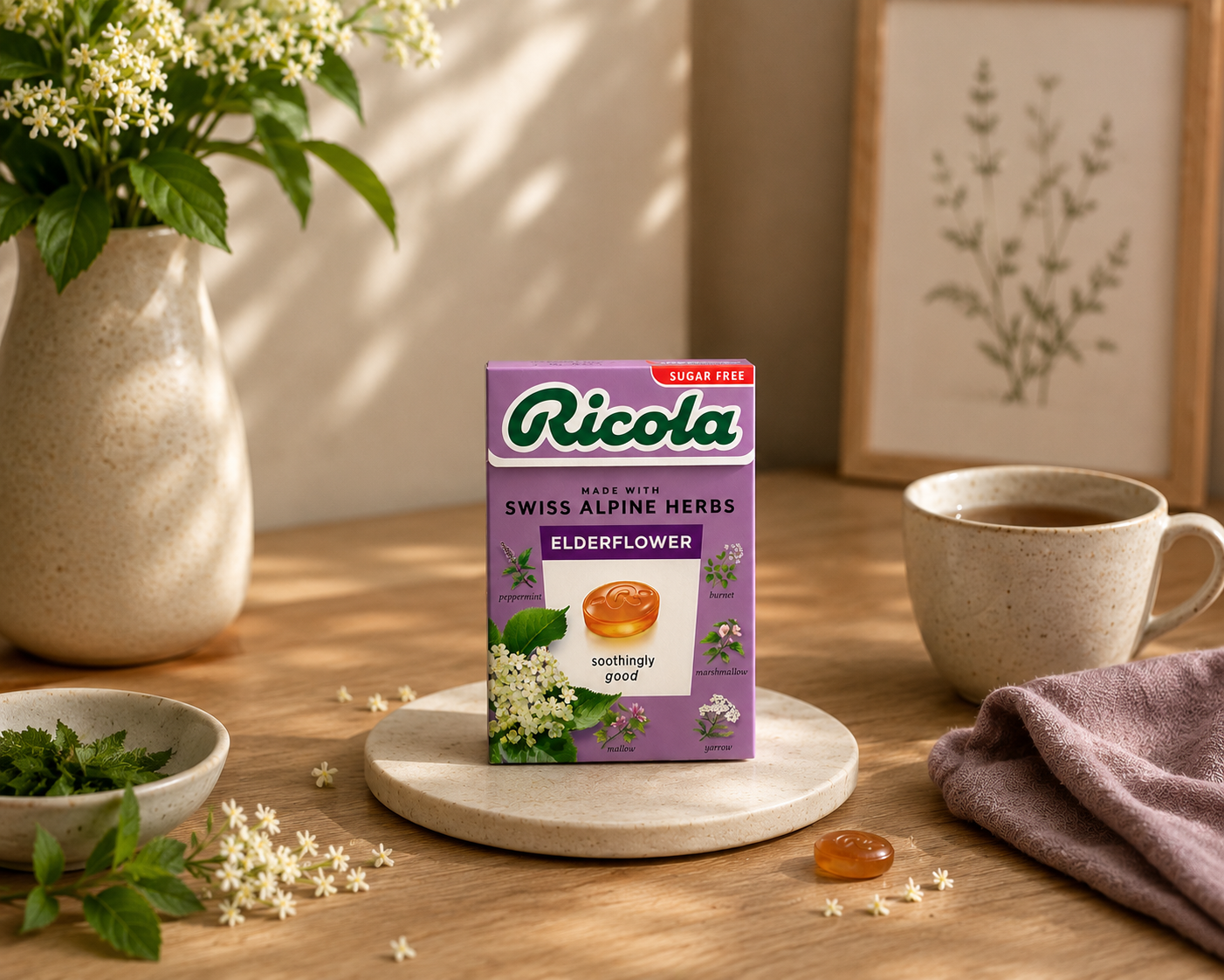 Ricola Elderflower Mints 45gm Imported From UK - Nosh Products