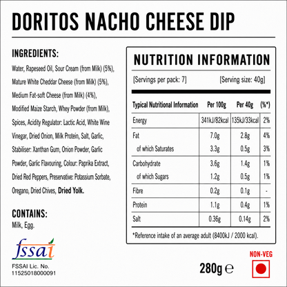 Doritos Nacho Cheese Dip 280gm Imported From USA - Nosh Products