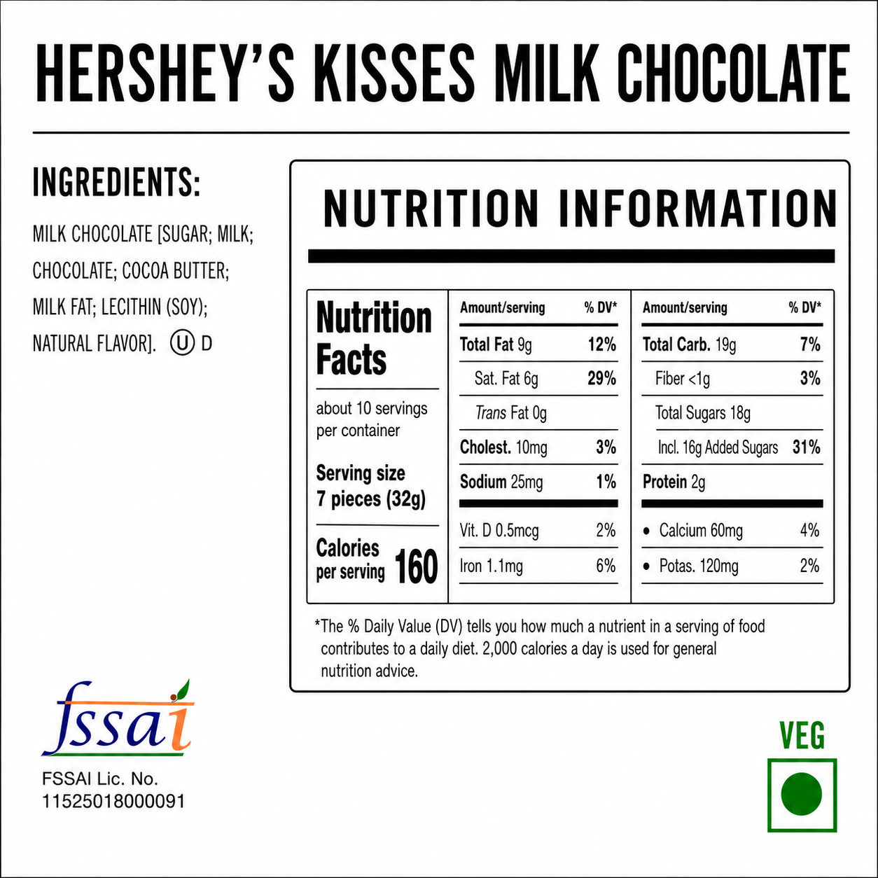 Hershey Kisses Milk Chocolate 306gm Imported From USA - Nosh Products