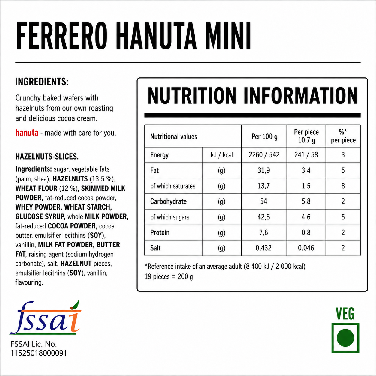 Ferrero Hanuta Mini 200gm Imported From Europe