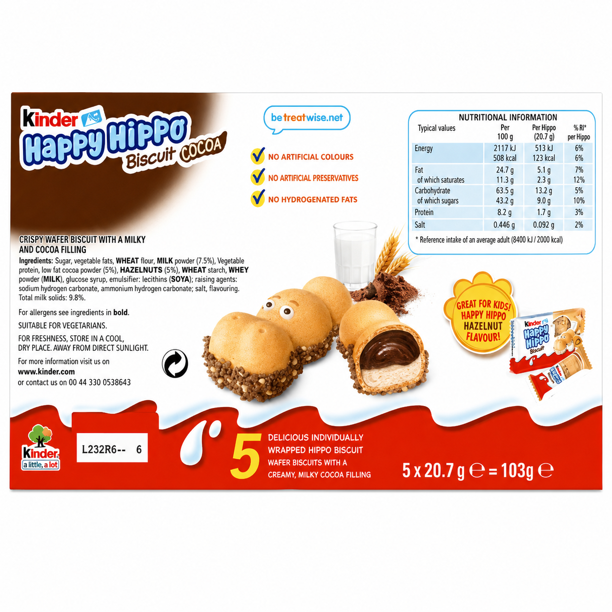 Kinder Happy Hippo Chocolate(5 pc per Pack) Imported From UK/USA - Nosh Products