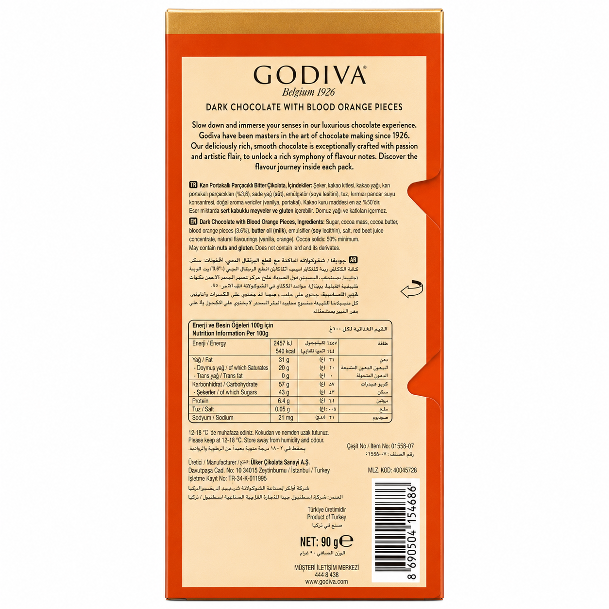 Godiva Blood Orange Chocolate 90gm Imported From Switzerland - Nosh Products